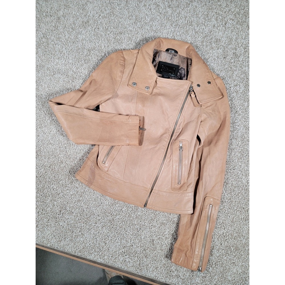 Mackage x Aritzia Genuine Lambskin Leather Moto Jacket Size XS Cafe Racer Soft